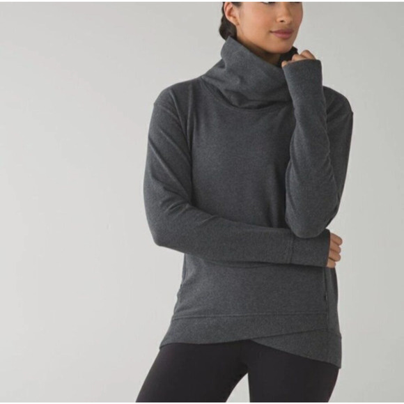 Lululemon Stress Less Hoodie Womens 6 Blue Cowl Neck Sweater‎ Athleisure Workout - Picture 1 of 9